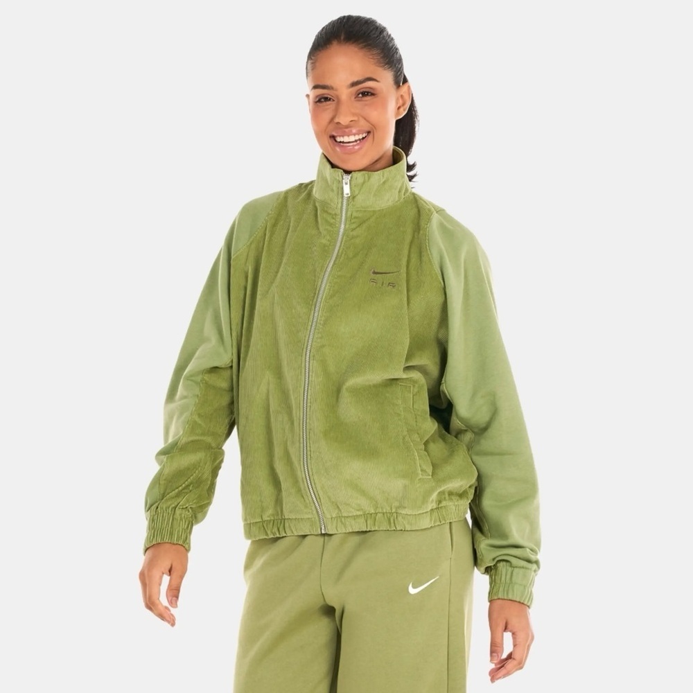 Nike Air Women's Corduroy Fleece Full-Zip Jacket olive green